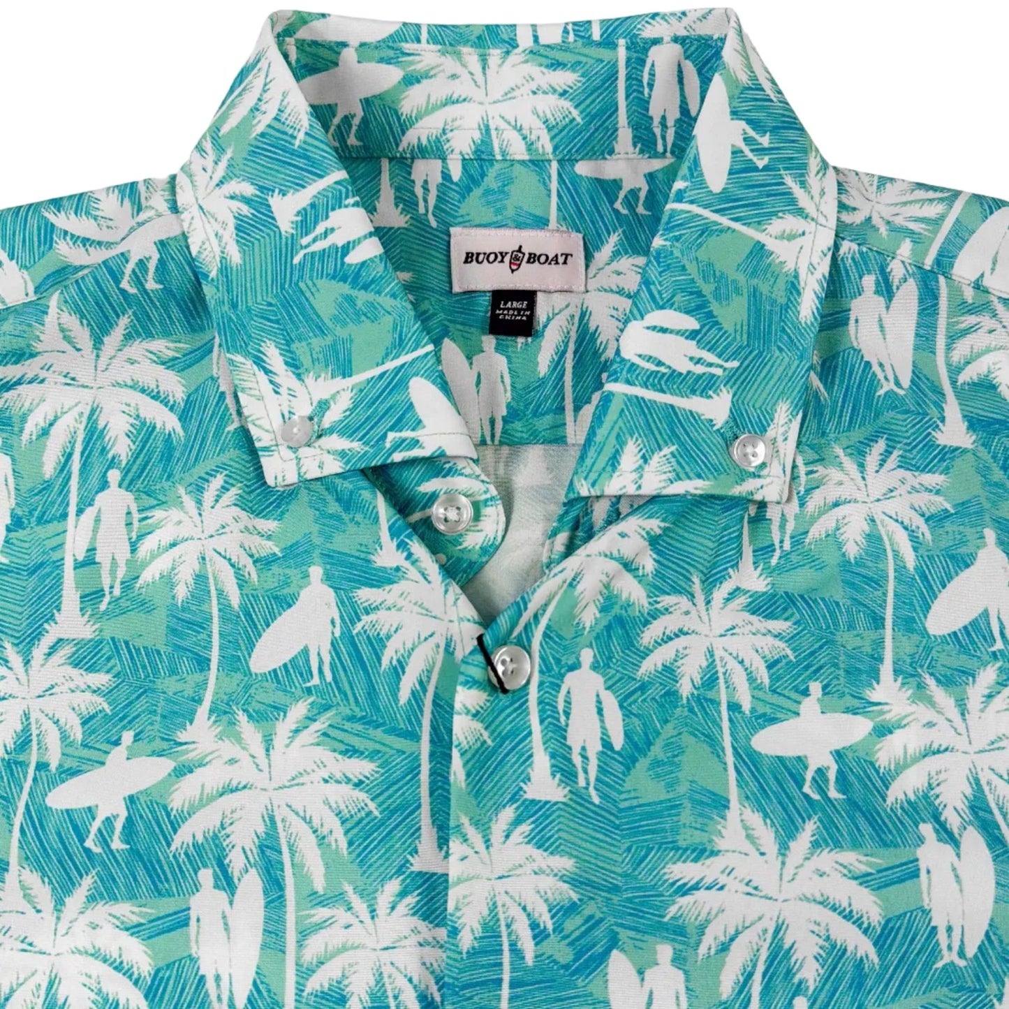 Surf Palm Woven Shirt - Buoy & Boat - Short Sleeve Woven - teal