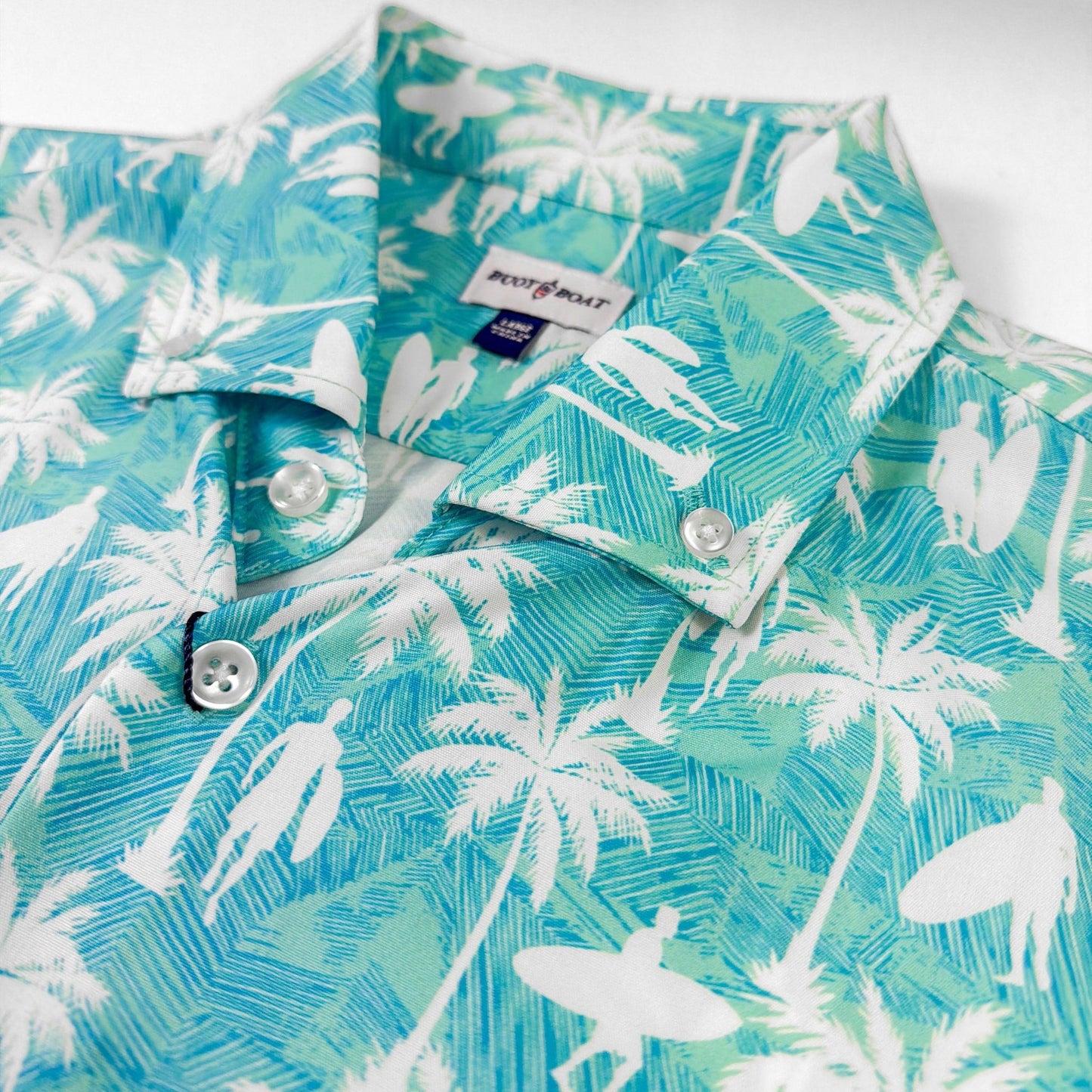 Surf Palm Woven Shirt - Buoy & Boat - Short Sleeve Woven - teal
