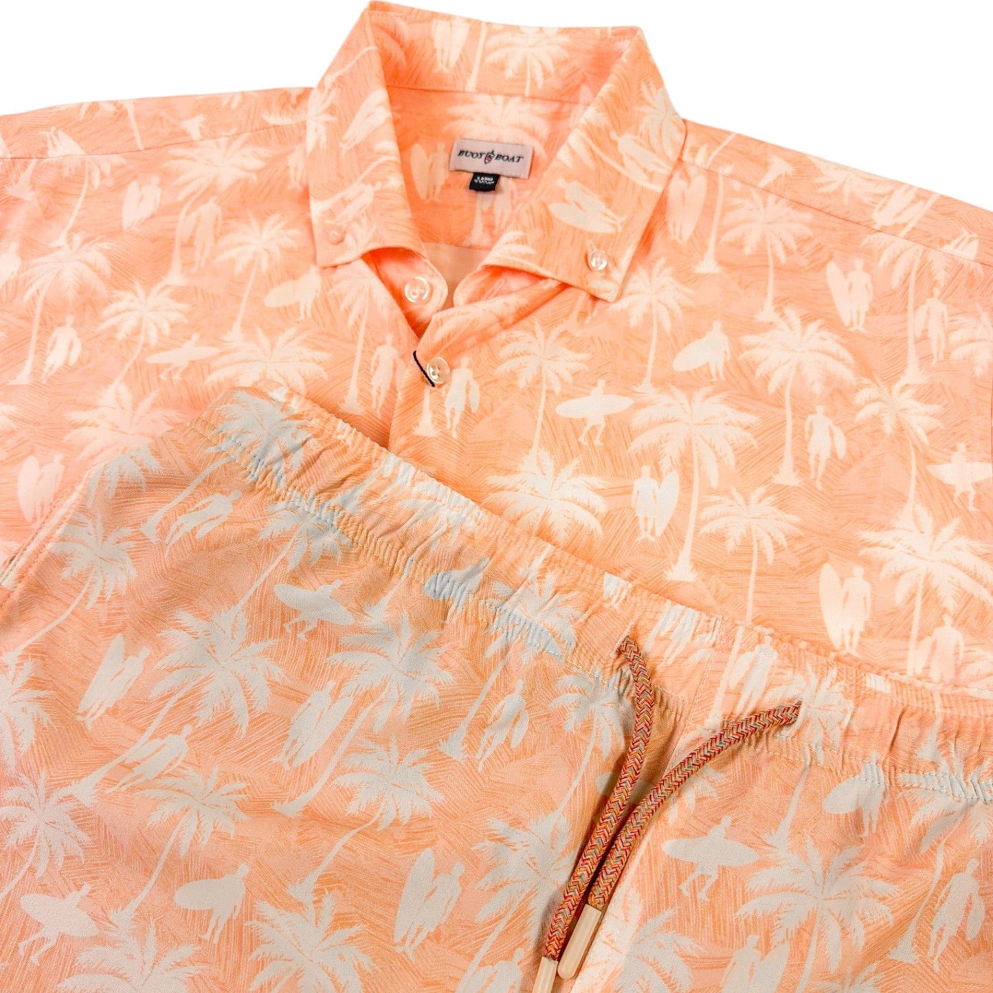 Surf Palm Woven Shirt - Buoy & Boat - Short Sleeve Woven - Peach