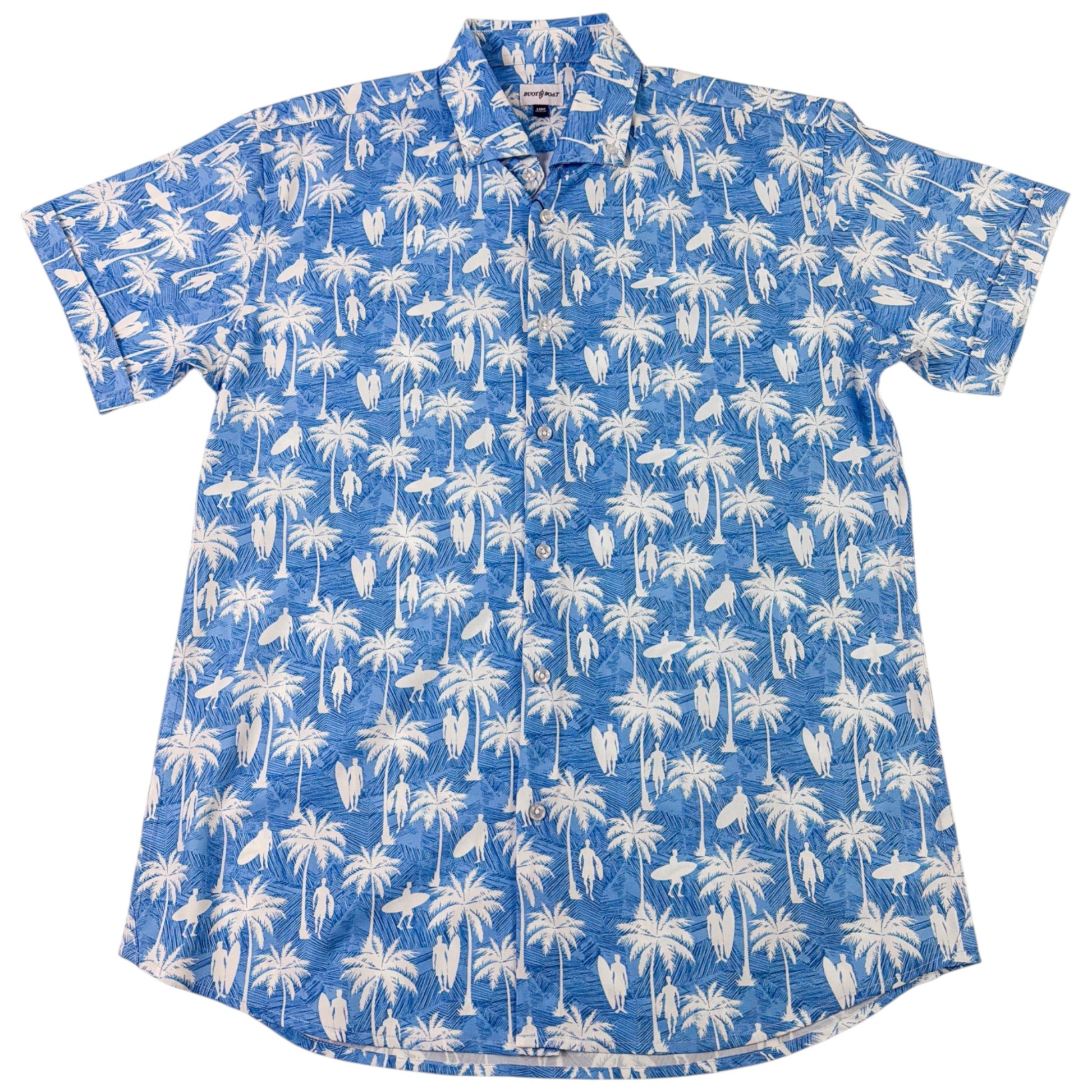 Surf Palm Woven Shirt - Buoy & Boat - Short Sleeve Woven - Blue