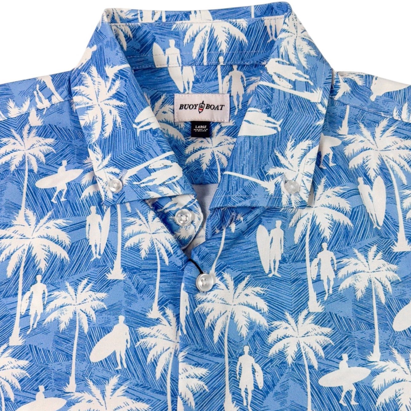 Surf Palm Woven Shirt - Buoy & Boat - Short Sleeve Woven - Blue