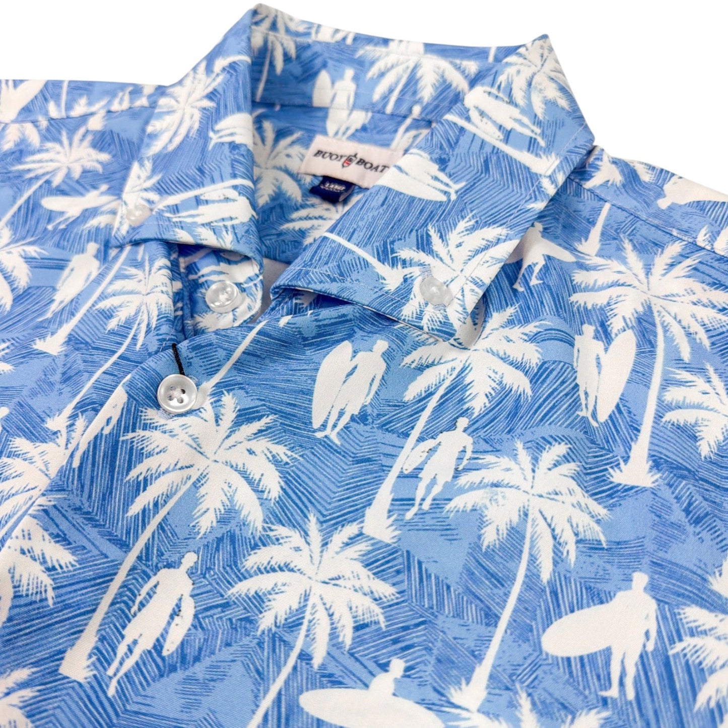 Surf Palm Woven Shirt - Buoy & Boat - Short Sleeve Woven - Blue