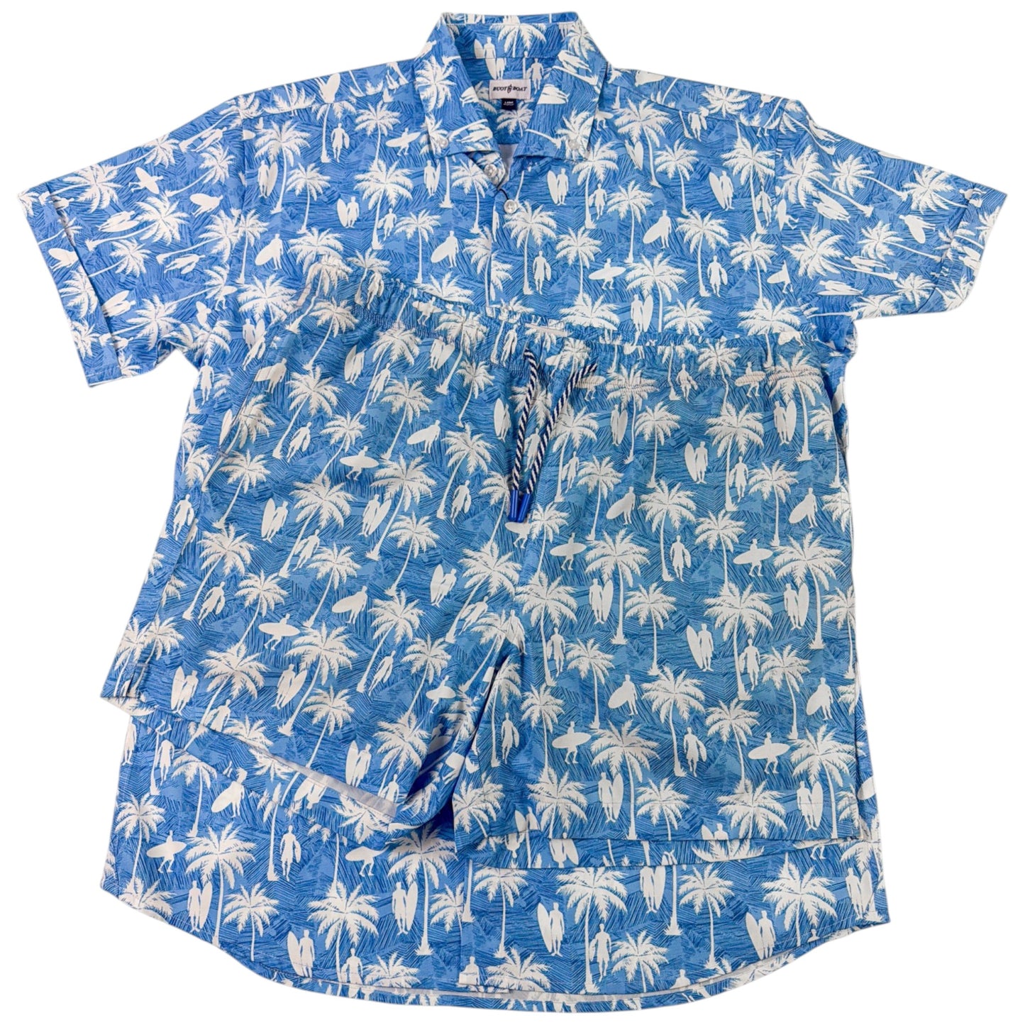 Surf Palm Woven Shirt - Buoy & Boat - Short Sleeve Woven - Blue