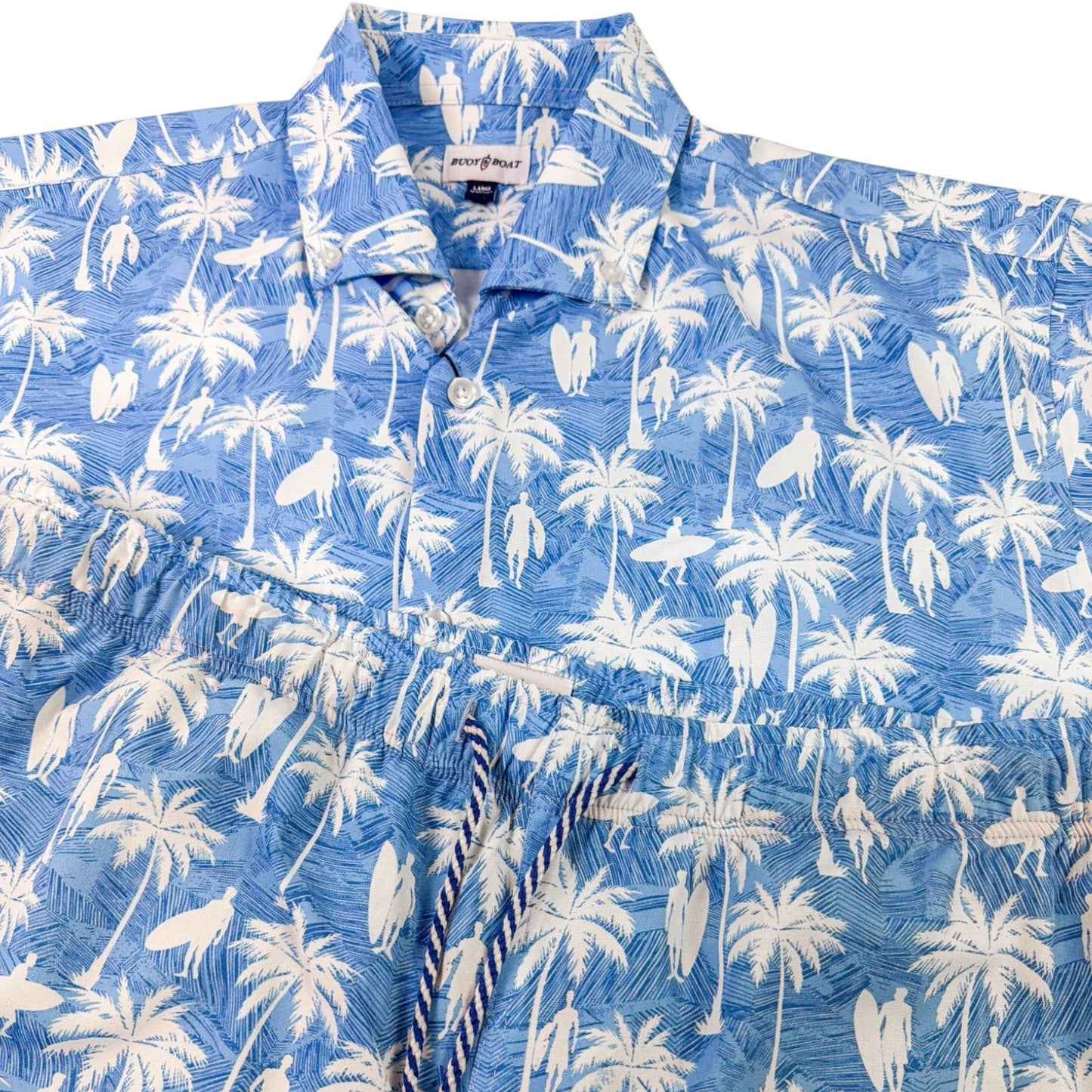 Surf Palm Woven Shirt - Buoy & Boat - Short Sleeve Woven - Blue