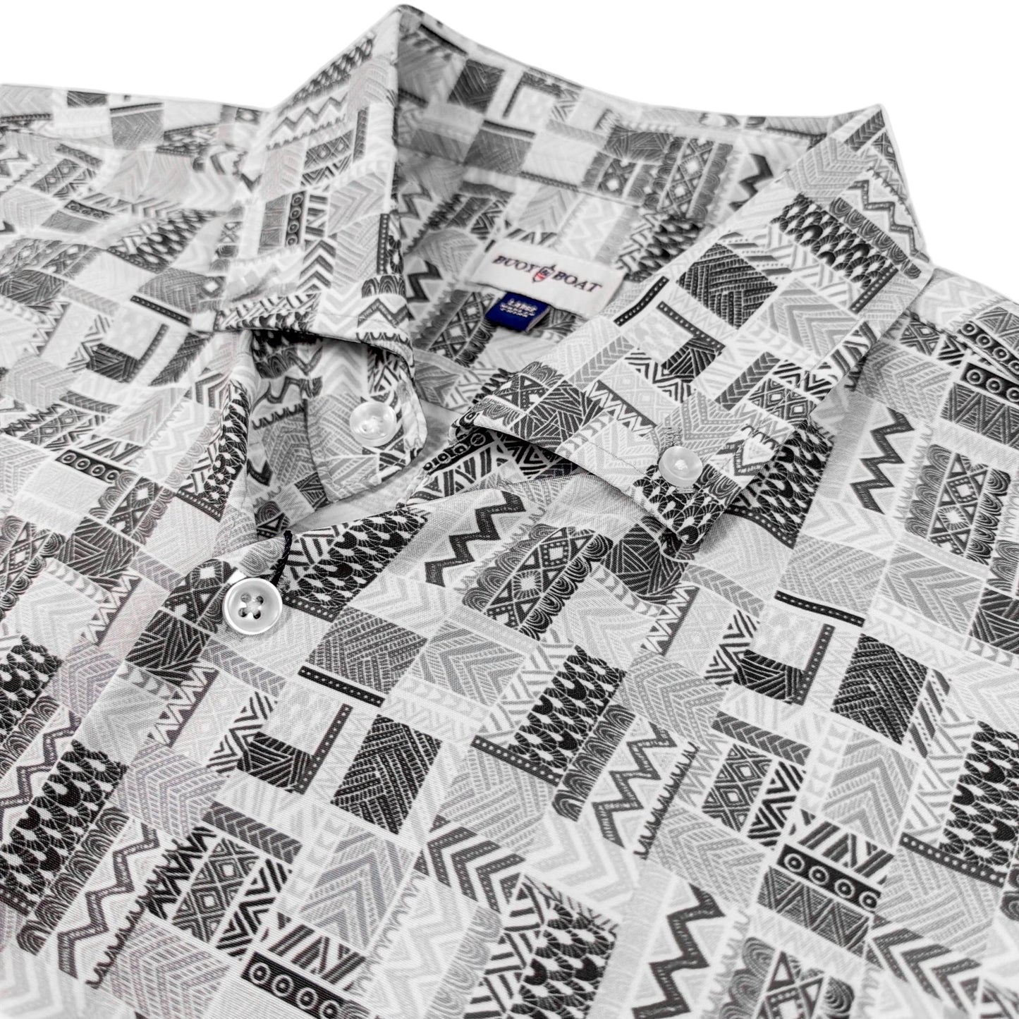 Bluestone Tiles Woven Shirt - Buoy & Boat - Short Sleeve Woven - Gray