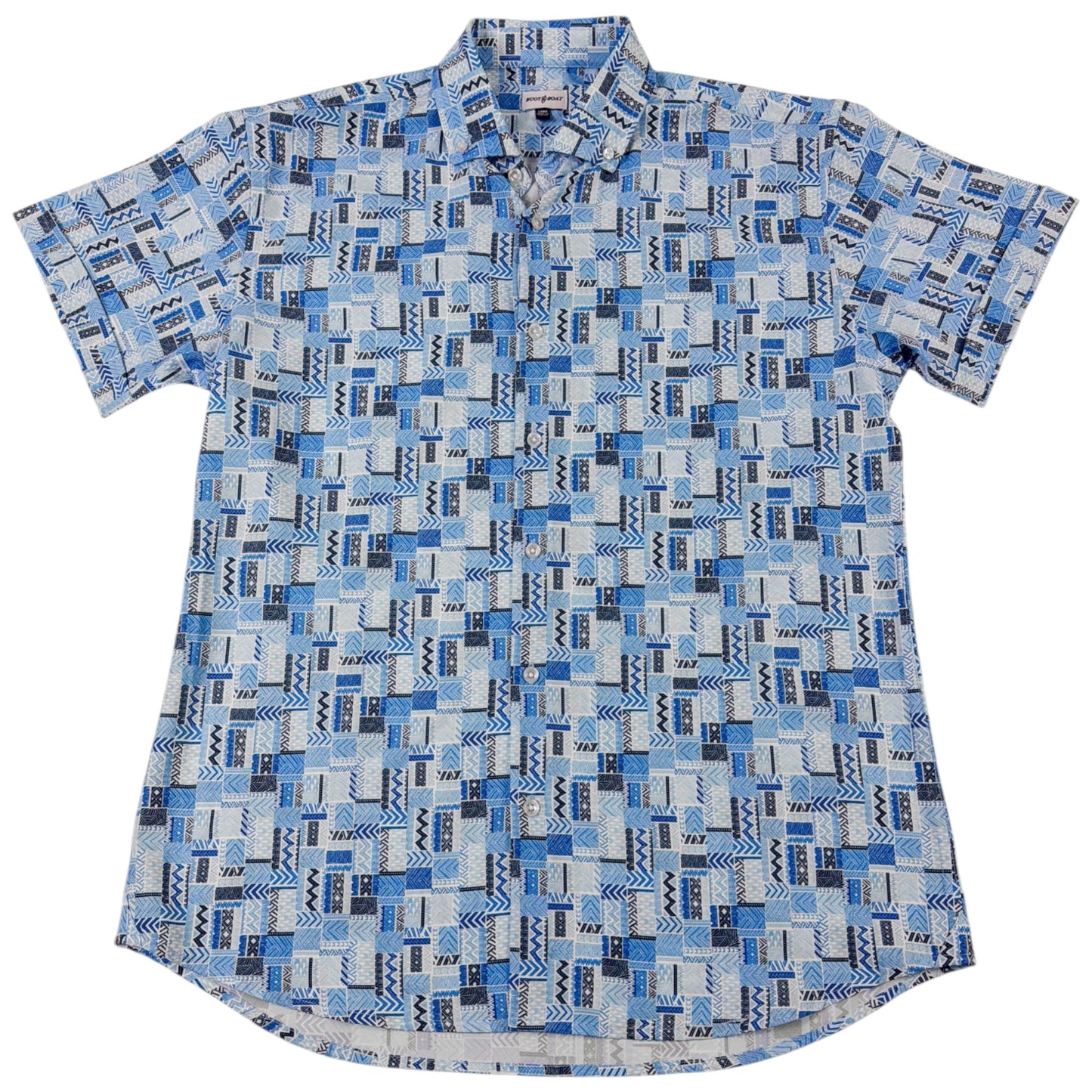 Bluestone Tiles Woven Shirt - Buoy & Boat - Short Sleeve Woven - Blue