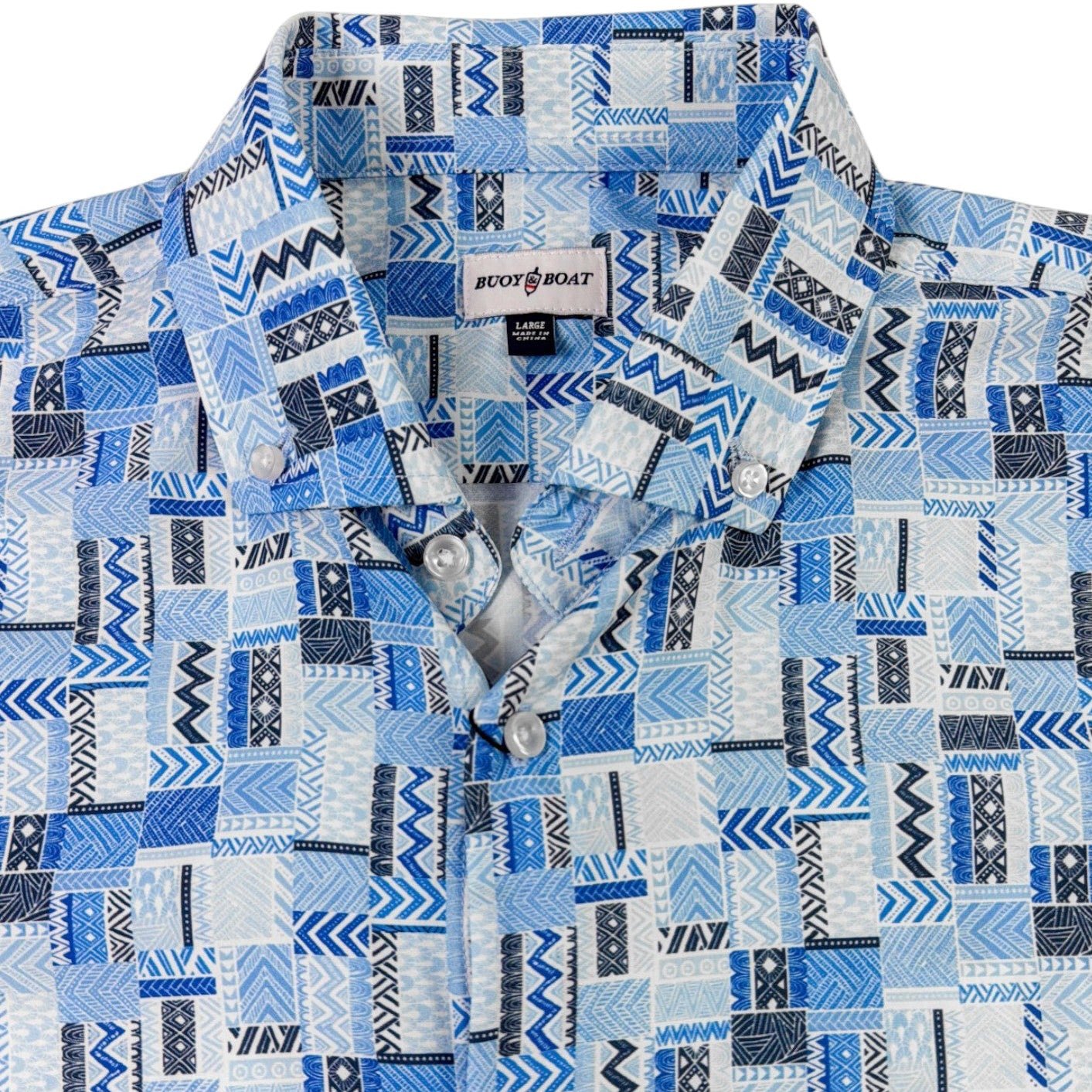 Bluestone Tiles Woven Shirt - Buoy & Boat - Short Sleeve Woven - Blue