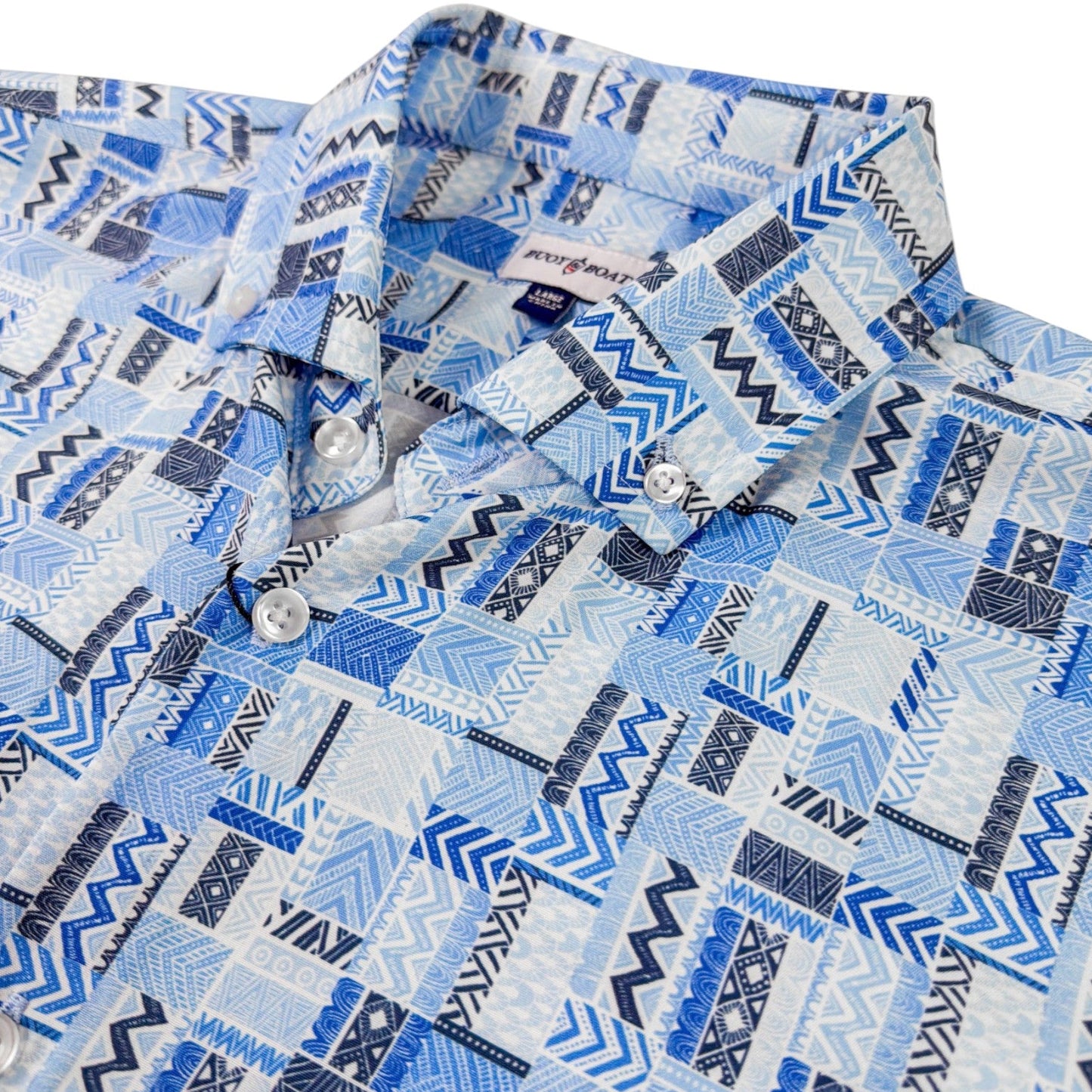 Bluestone Tiles Woven Shirt - Buoy & Boat - Short Sleeve Woven - Blue
