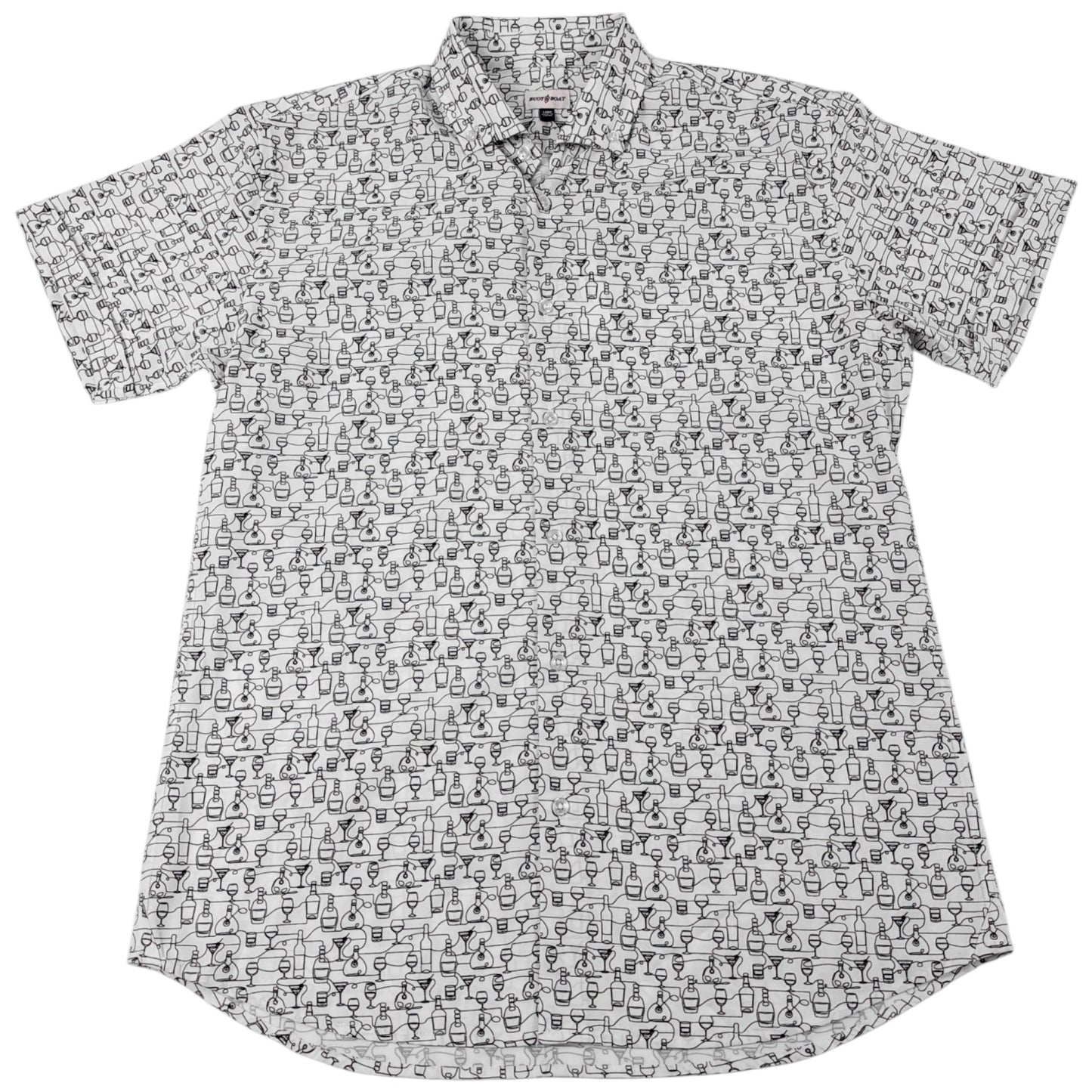 Liquor Bottles Woven Shirt - Buoy & Boat - Short Sleeve Woven - 