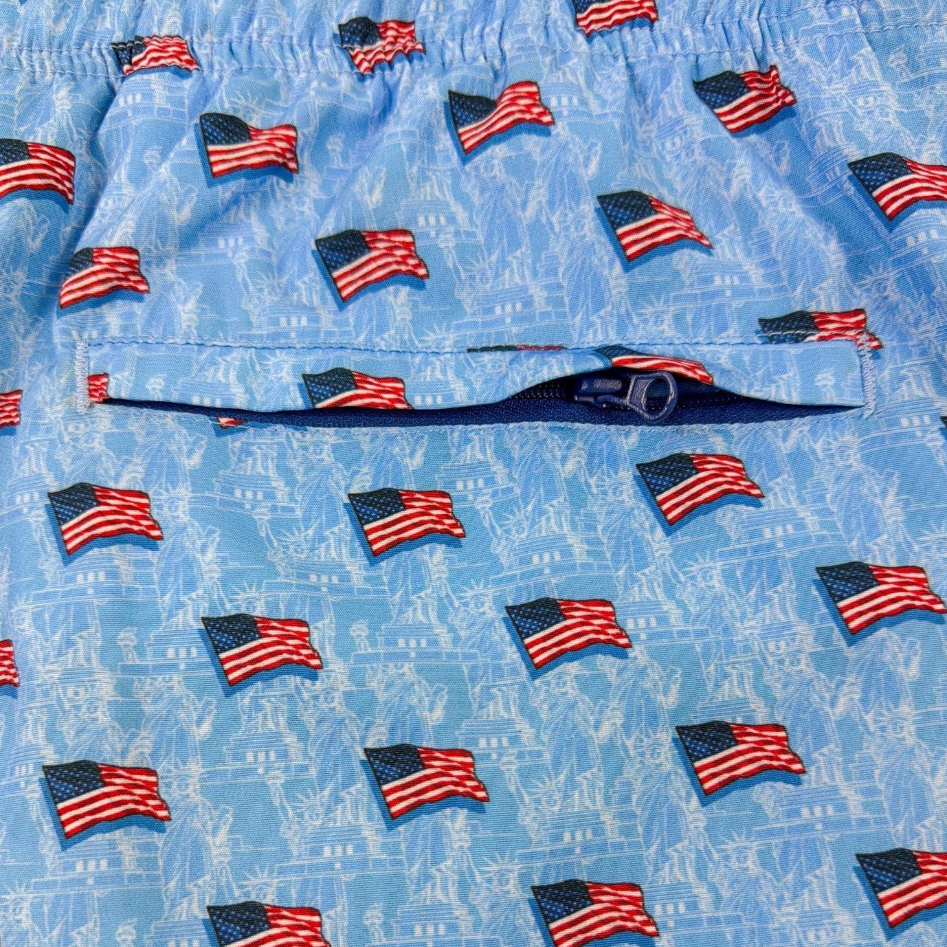 Liberty Flag Swim Trunks - Blue
