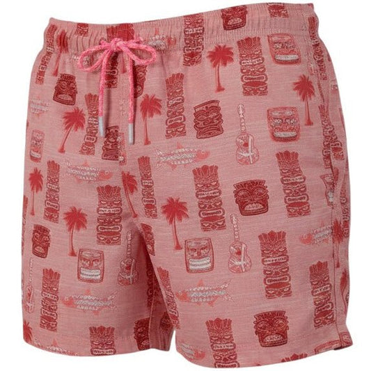Pink shorts with a pattern on a white background