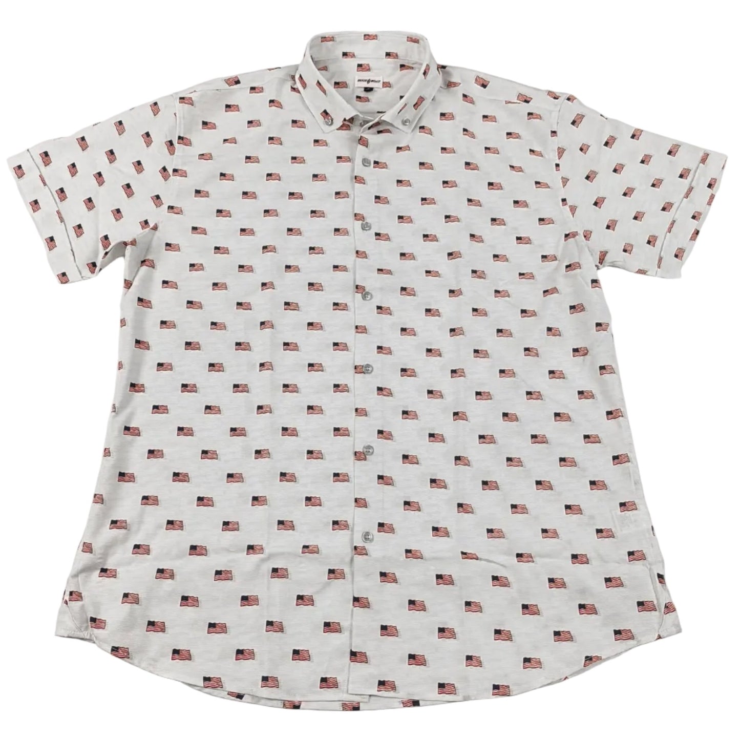 Flag Sea Woven Shirt - White - Buoy & Boat - Short Sleeve Woven - MEDIUM