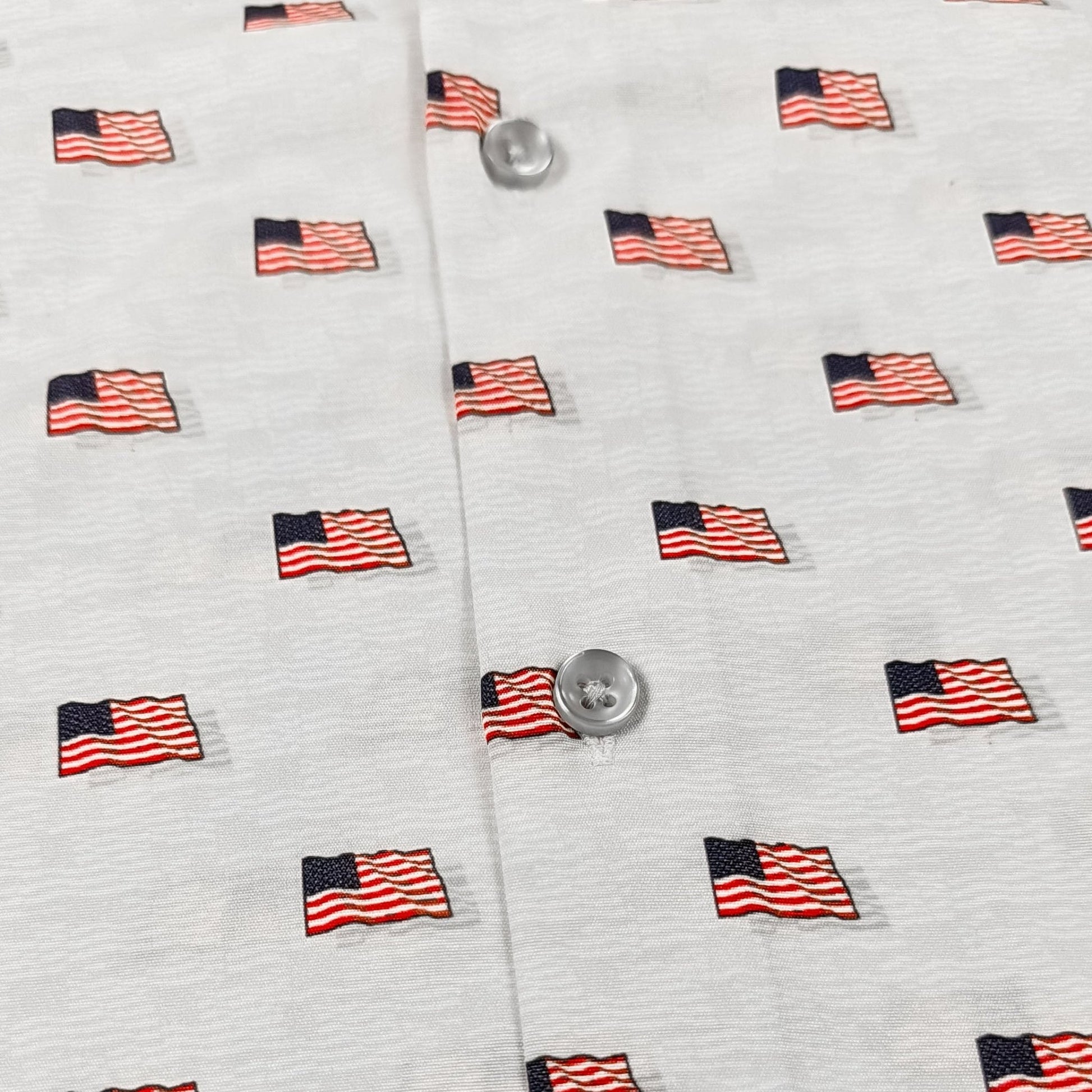 Flag Sea Woven Shirt - White - Buoy & Boat - Short Sleeve Woven - MEDIUM