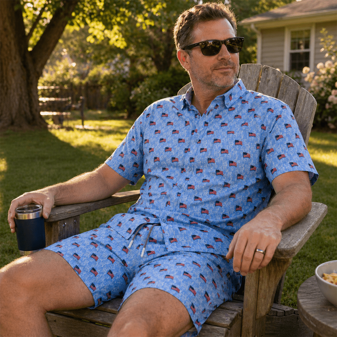 Liberty Flag Swim Trunks - Blue