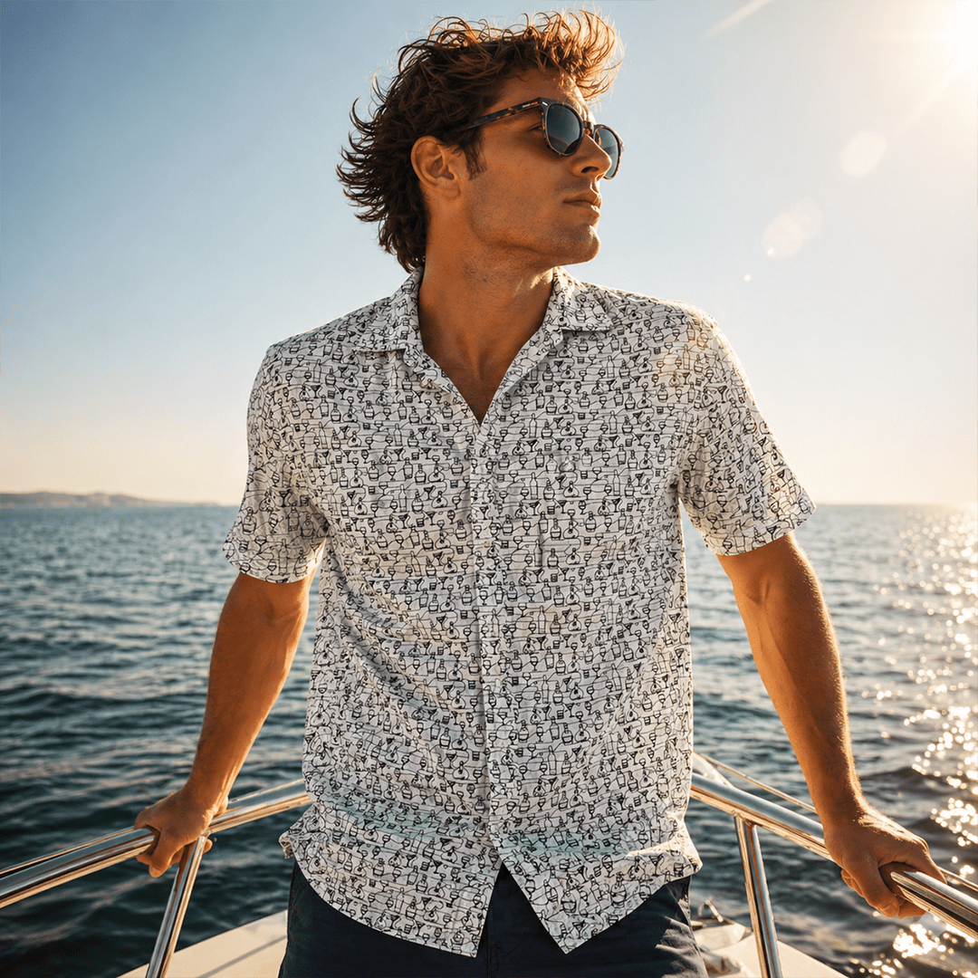 Liquor Bottles Woven Shirt - Buoy & Boat - Short Sleeve Woven - 