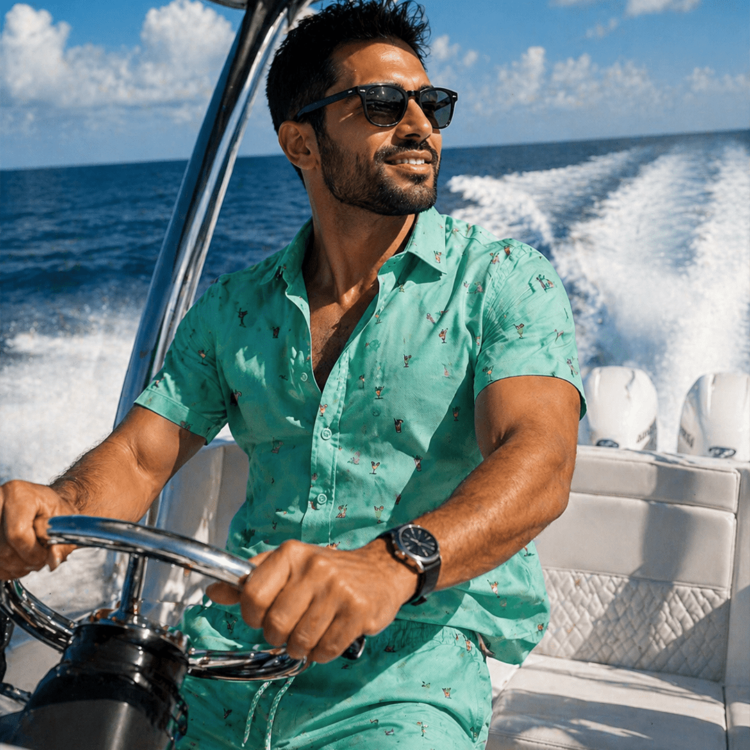 Cocktail Hour Woven Shirt - Buoy & Boat - Short Sleeve Woven - Mint
