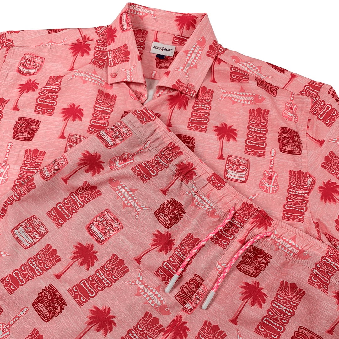 Tiki Totum Woven Shirt - Buoy & Boat - Short Sleeve Woven - coral