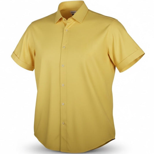 Yellow short-sleeve shirt on a white background