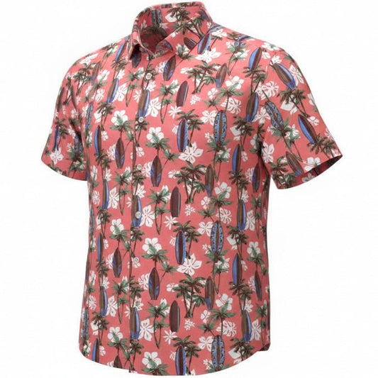 Tropical Surf Woven Shirt - Coral