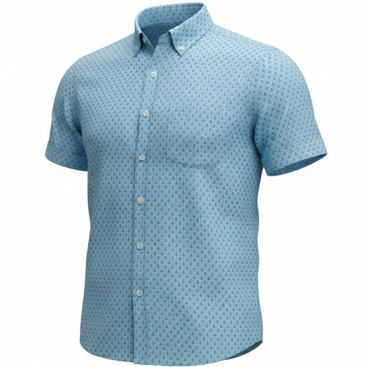 Anchors and Rings Woven Shirt - Aqua