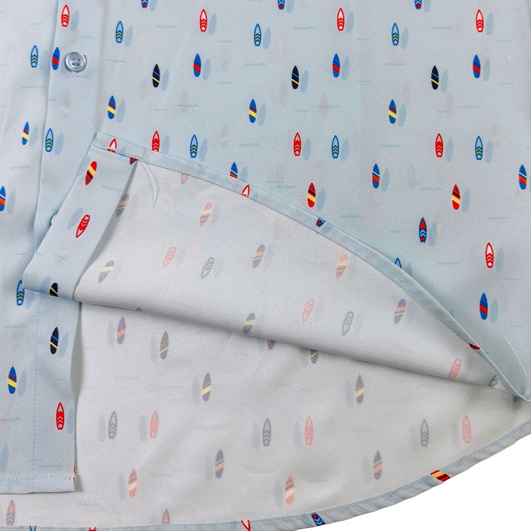 Surfboard Woven Shirt - Buoy & Boat - Short Sleeve Woven - Blue