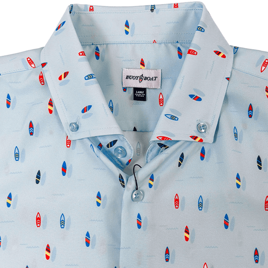Shirt with boat pattern on a white background