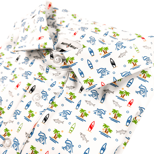 Shark Bite Printed Polo - White Multi