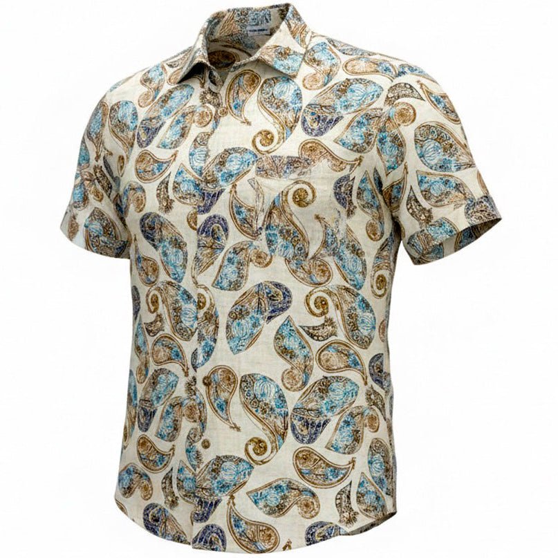 Paisley Time Woven Shirt – Tan/Teal