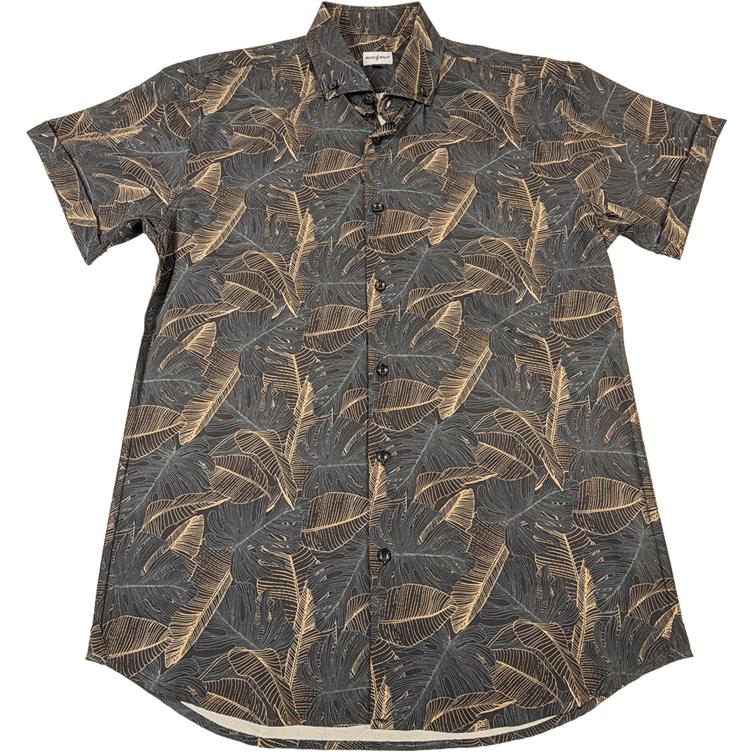 Deep Leaves Woven Shirt - Buoy & Boat - Short Sleeve Woven - Black