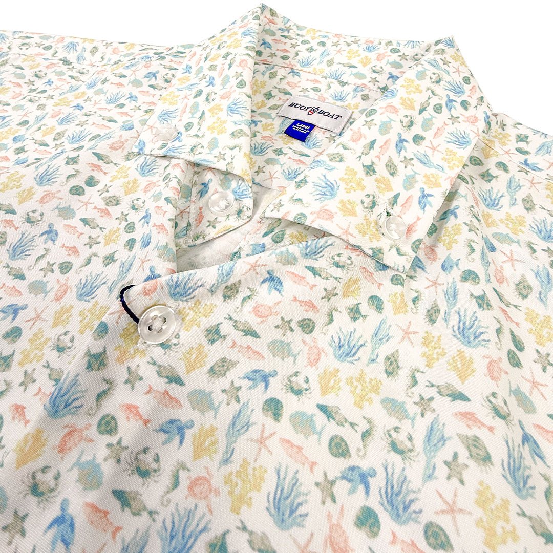 Marine Life Woven Shirt - Buoy & Boat - Short Sleeve Woven - White