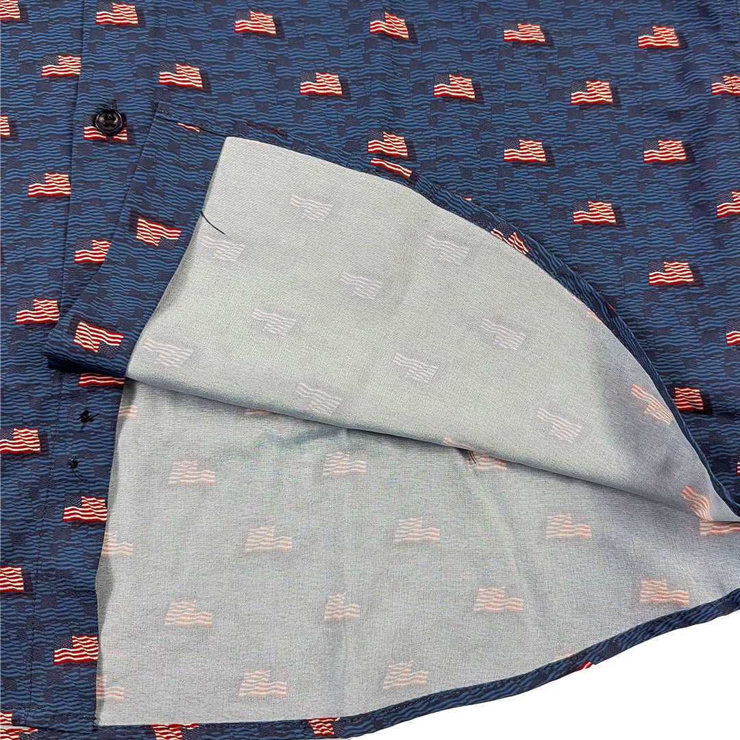 Flag Sea Woven Shirt - Navy - Buoy & Boat - Short Sleeve Woven - MEDIUM