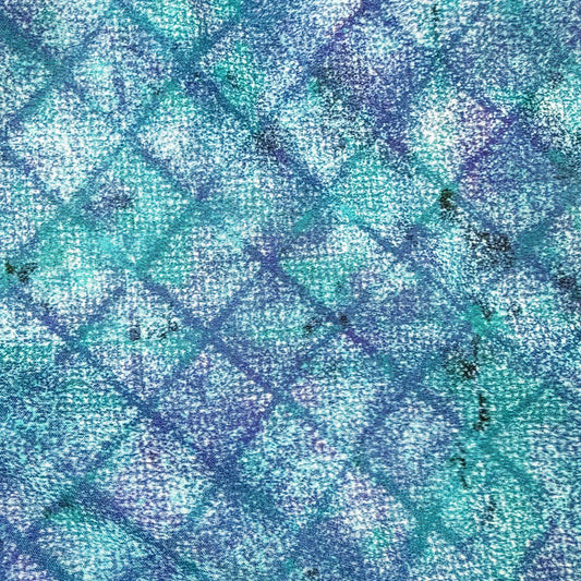 Shirt fabric with blue and green pattern