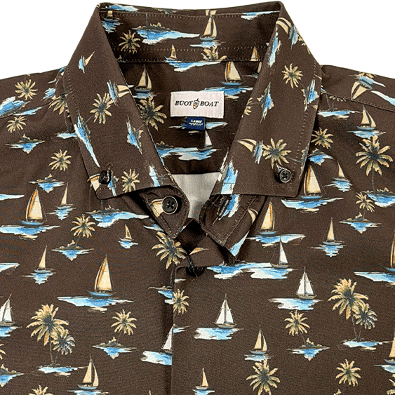 Sail Away Woven Shirt - Buoy & Boat - Short Sleeve Woven - Black
