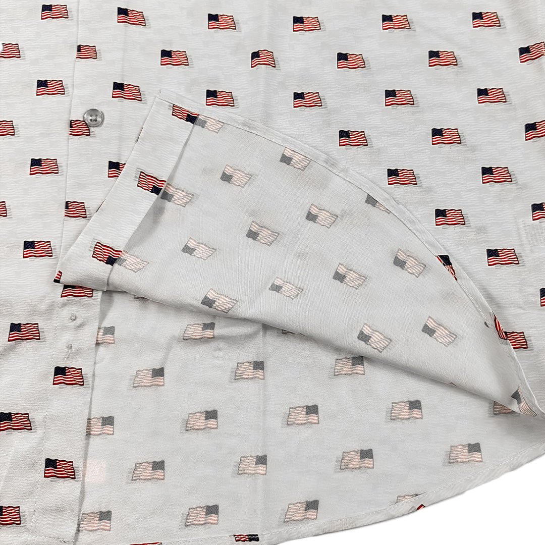 Flag Sea Woven Shirt - White - Buoy & Boat - Short Sleeve Woven - MEDIUM