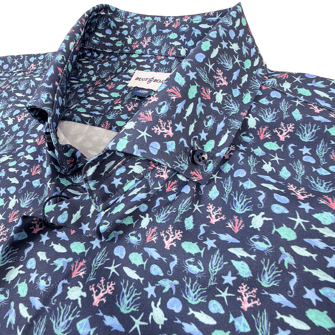 Marine Life Woven Shirt - Buoy & Boat - Short Sleeve Woven - Navy
