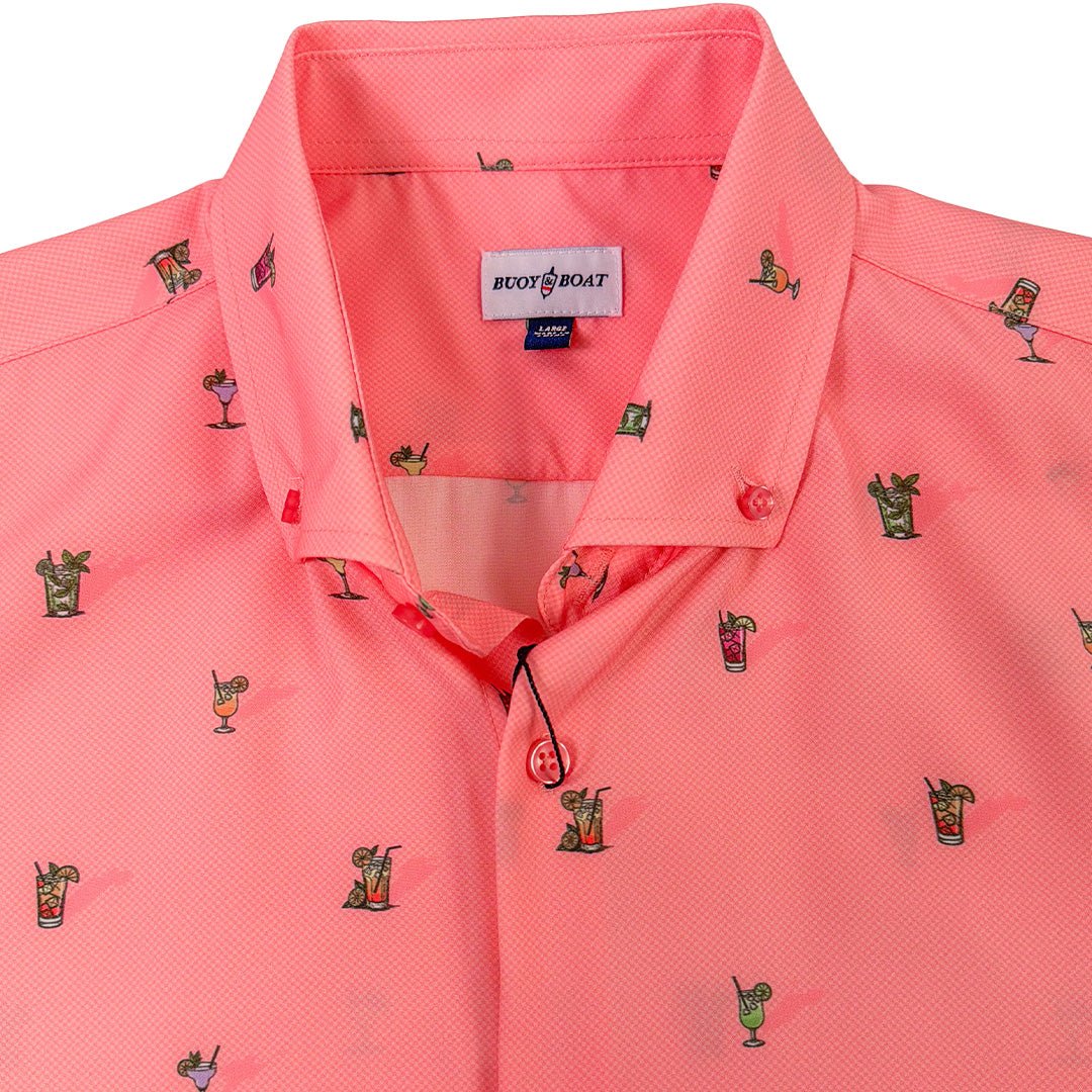 Cocktail Hour Woven Shirt - Buoy & Boat - Short Sleeve Woven - Coral