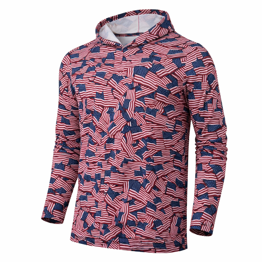 American Flag Camo Long Sleeve red white blue relaxed fit coastal knit front view