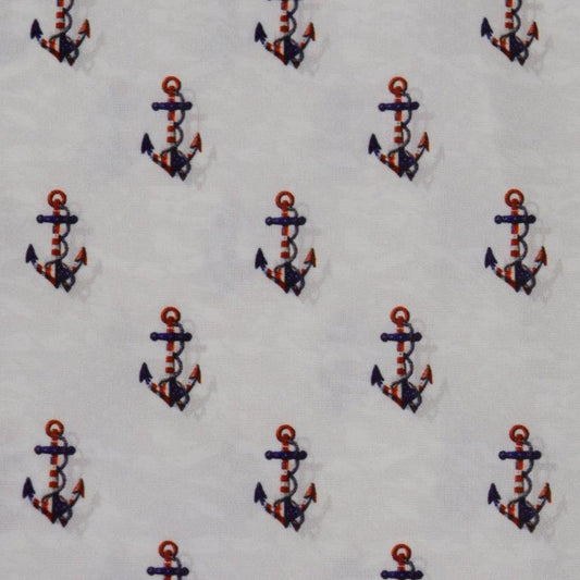 Anchors and Flags Woven Shirt silver nautical pattern detail close up