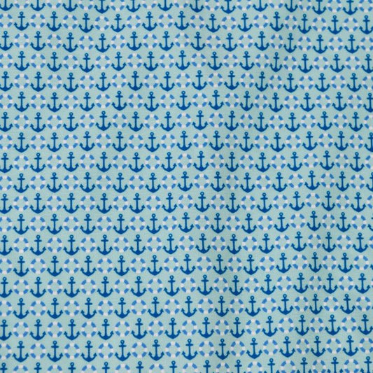 Anchors and Rings woven shirt aqua nautical anchors and rings pattern detail
