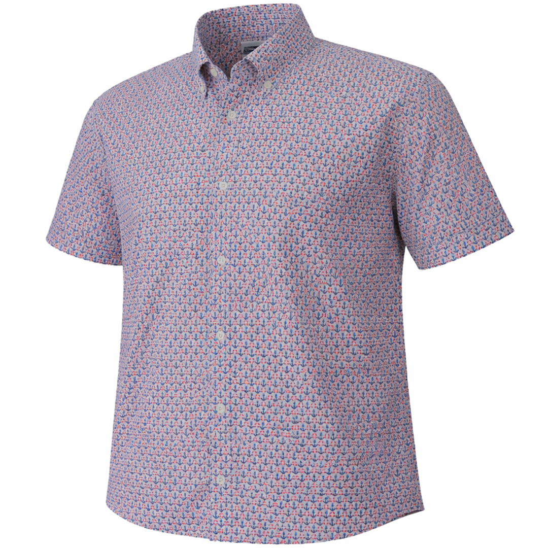 Anchors and Rings Woven Shirt blue front view
Anchors and Rings blue short sleeve button down shirt pattern detail
Anchors and Rings woven shirt blue side view
Anchors and Rings shirt blue lifestyle outdoor shot
Anchors and Rings blue shirt button collar detail