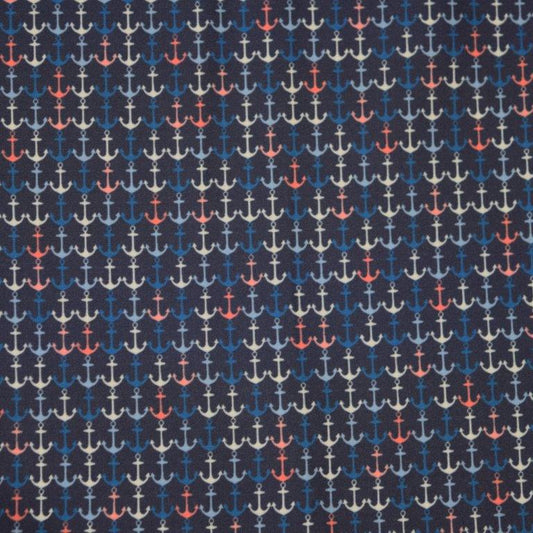 Anchors Away woven shirt navy nautical anchors pattern detail close up