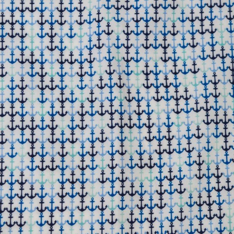 Anchors Away woven shirt white nautical anchors pattern detail close up