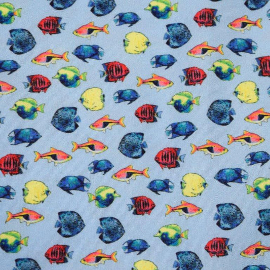 Aquarium Woven Shirt blue multi aquarium pattern detail close up