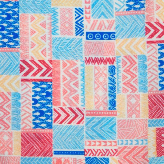 Bluestone Tiles Woven Shirt mixed multi geometric pattern detail close up