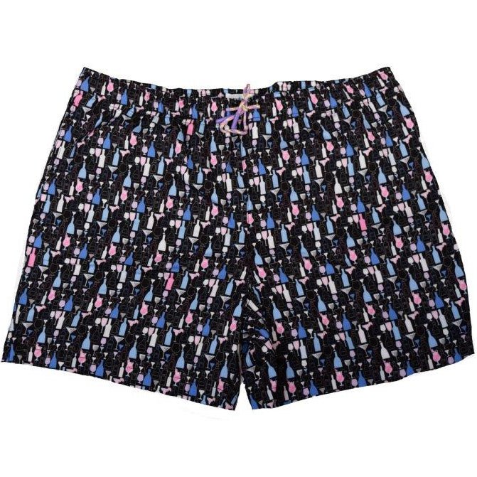 Bottles and Glasses Swim Trunks - Black - Buoy & Boat - Swim Trunks - 