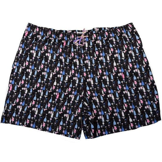 Bottles and Glasses Swim Trunks - Black - Buoy & Boat - Swim Trunks - 