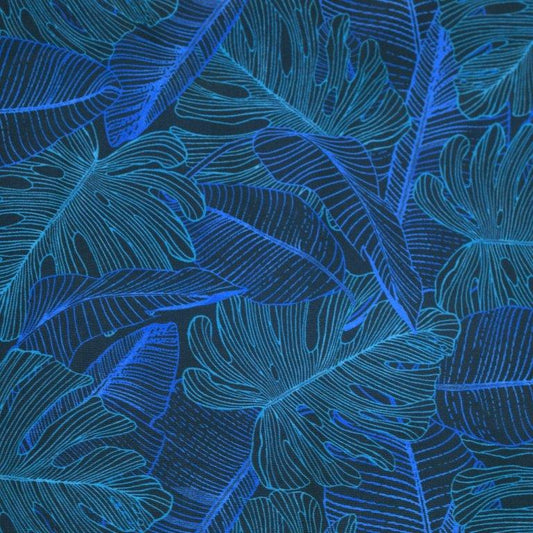 Deep Leaves Woven Shirt royal deep leaves pattern detail close up