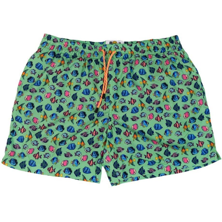 Exotic Fished Swim Trunks - Green - Buoy & Boat - Swim Trunks - 