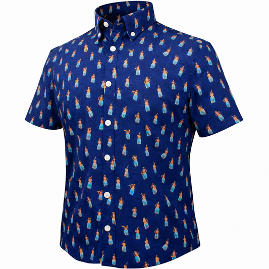 Hula Girls woven shirt short sleeve stretch button-down front view