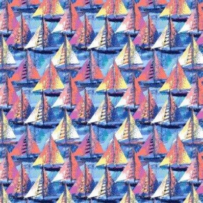 Let’s Go Sailing woven shirt multi nautical graphic detail close up
